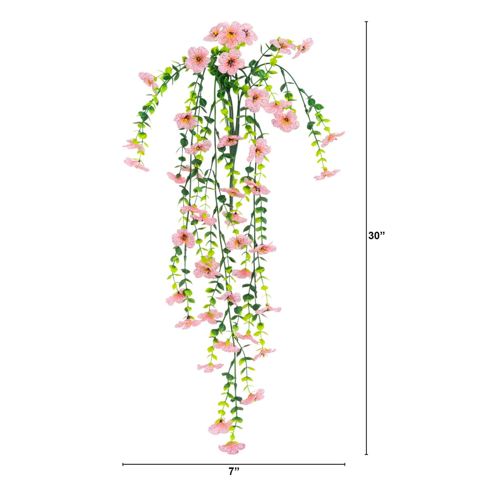 30" UV Resistant Artificial Daisy Hanging Plant (Indoor/Outdoor) - Set of 6