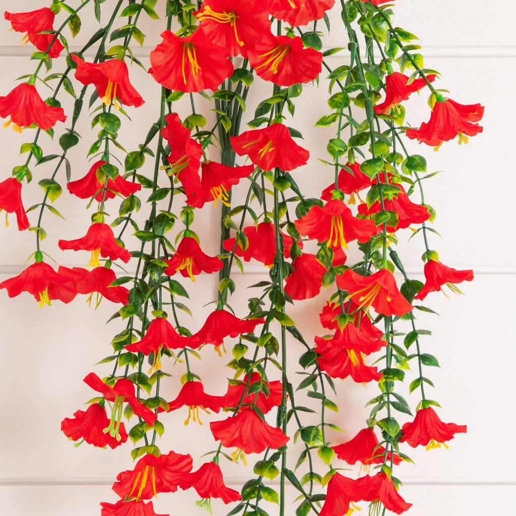 30" UV Resistant Artificial Morning Glory Hanging Plant (Indoor/Outdoor) - Set of 6