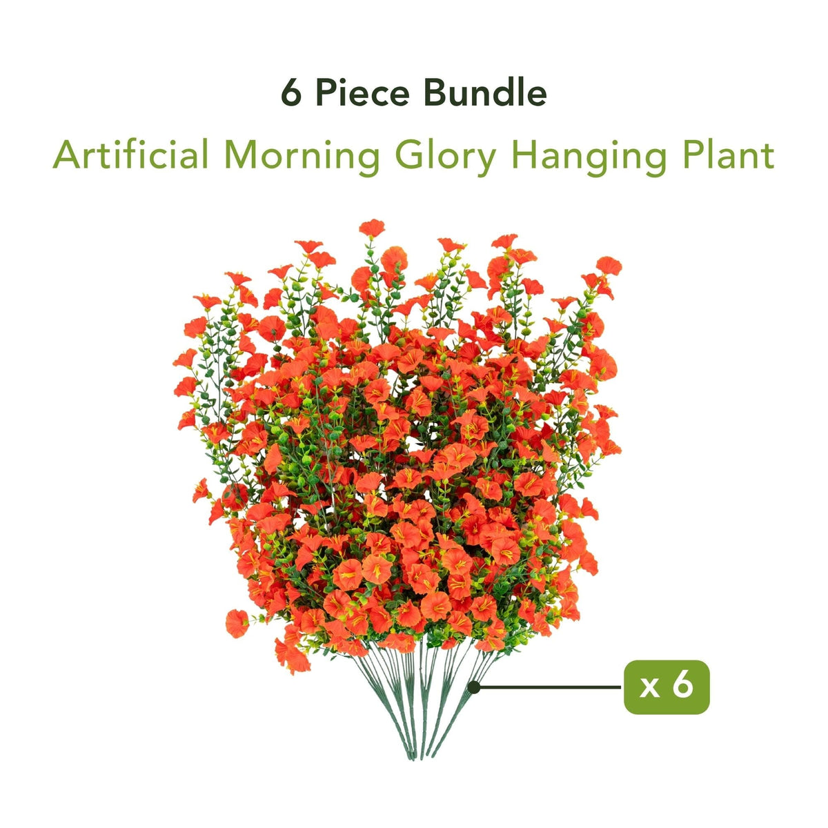 30" UV Resistant Artificial Morning Glory Hanging Plant (Indoor/Outdoor) - Set of 6