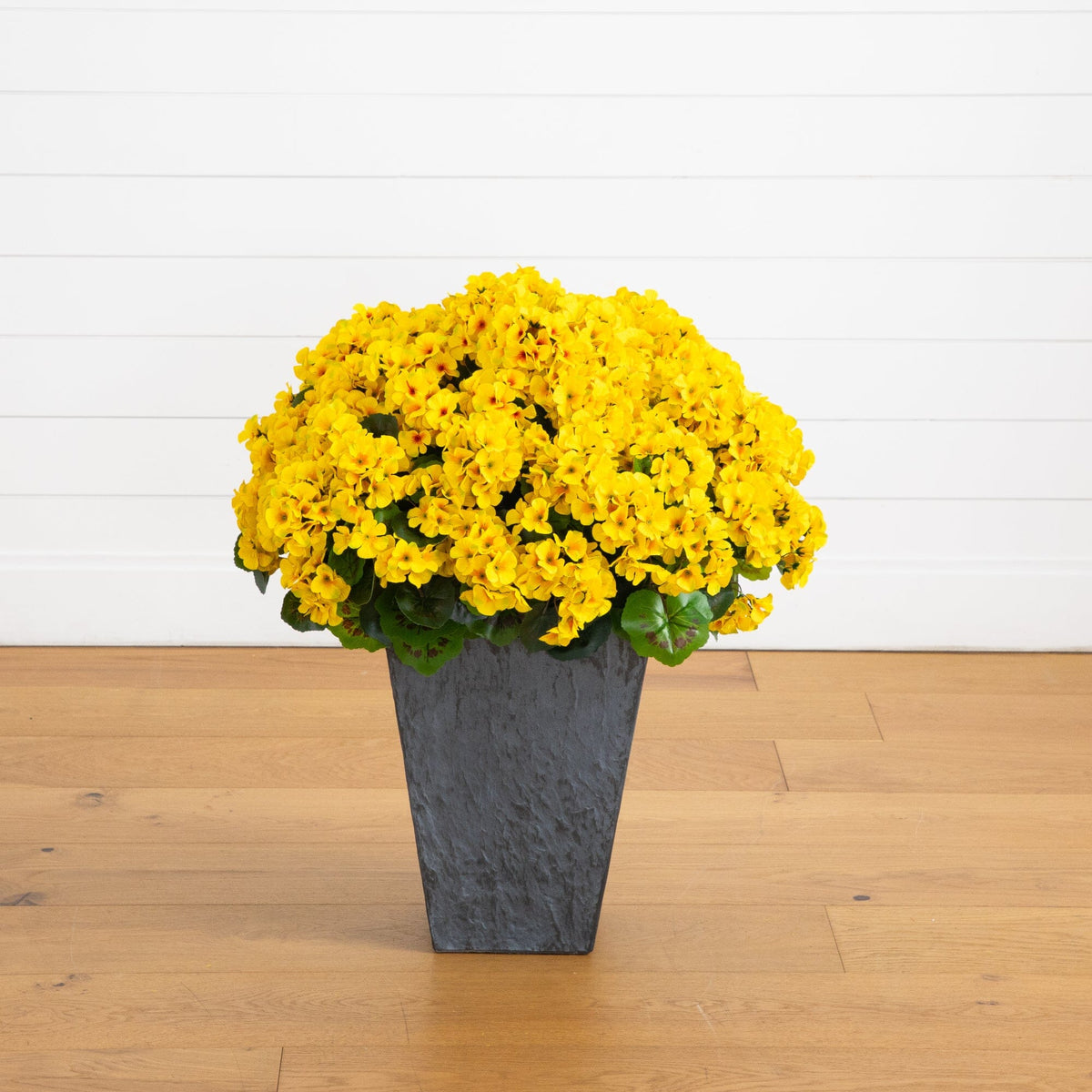 33" UV Resistant Artificial Geranium Plant in Slate Ceramic Planter (Indoor/Outdoor)