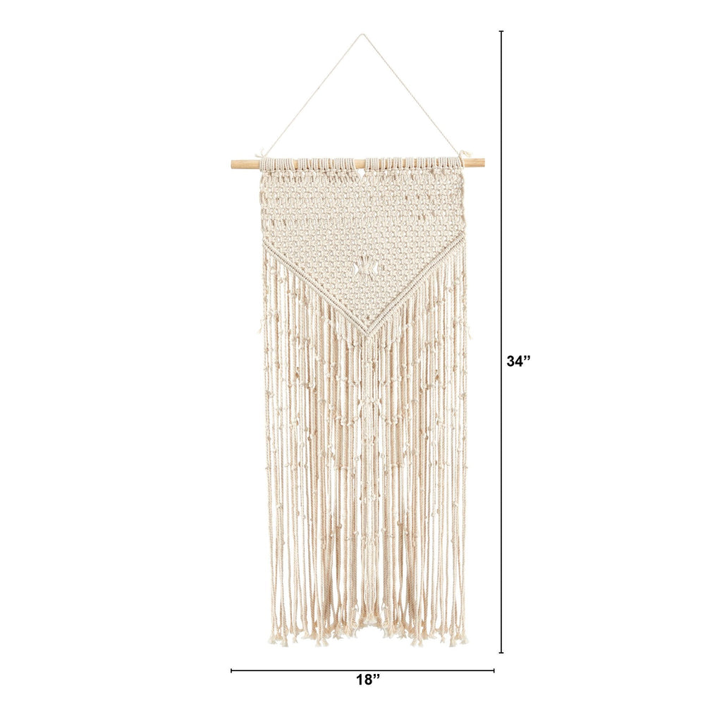34” x 18” Hand Crafted Boho Macrame Wall Hanging Decor