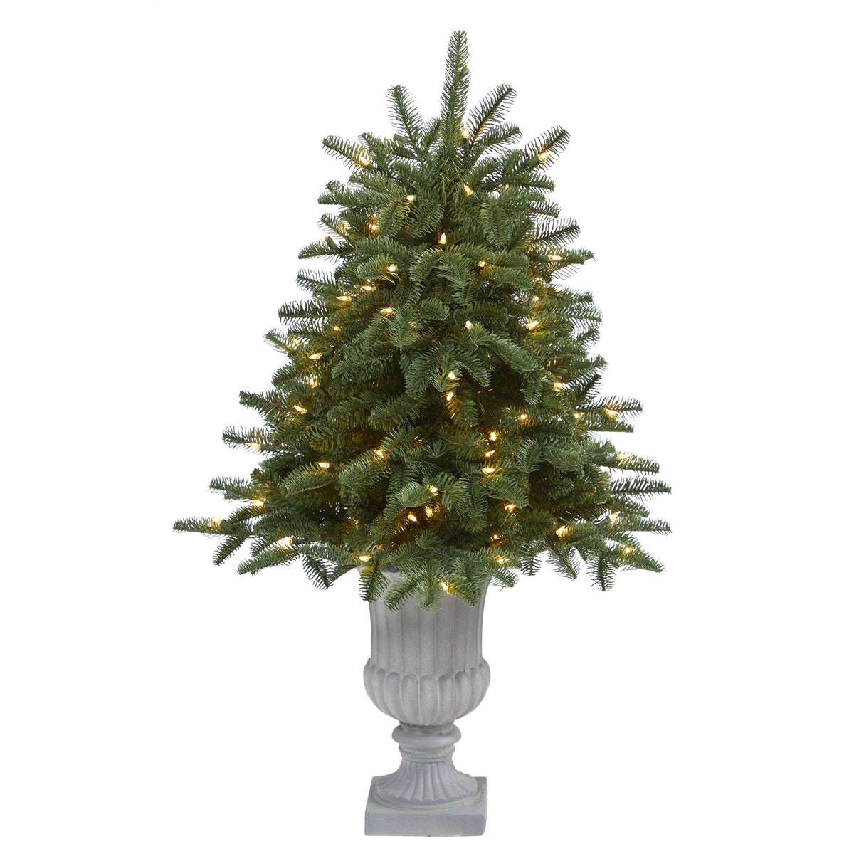 3.5’ South Carolina Spruce Artificial Christmas Tree with 100 White Warm Light and 458 Bendable Branches in Decorative Urn