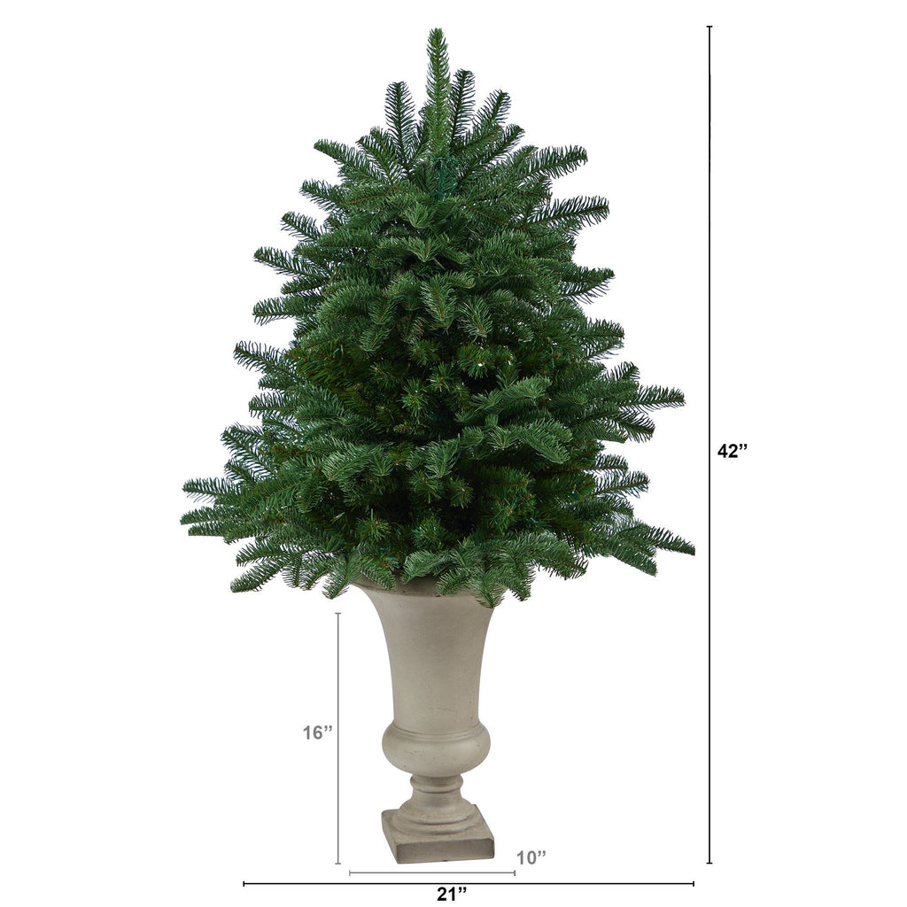 3.5’ South Carolina Spruce Artificial Christmas Tree with 458 Bendable Branches in Sand Colored Urn
