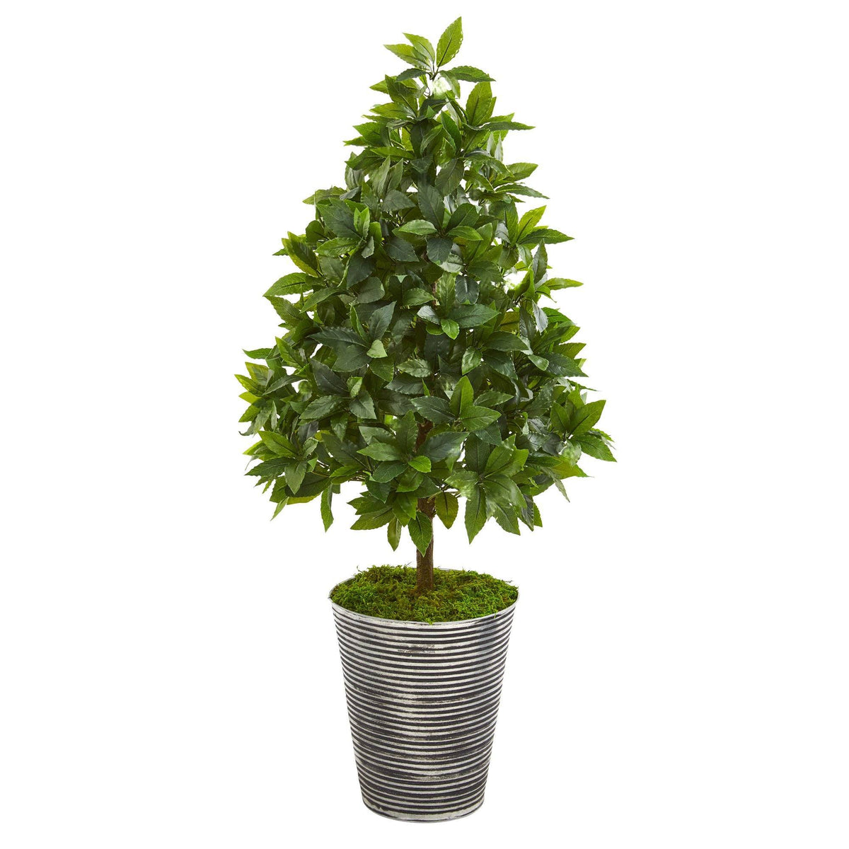 35” Sweet Bay Cone Topiary Artificial Tree in Tin Planter