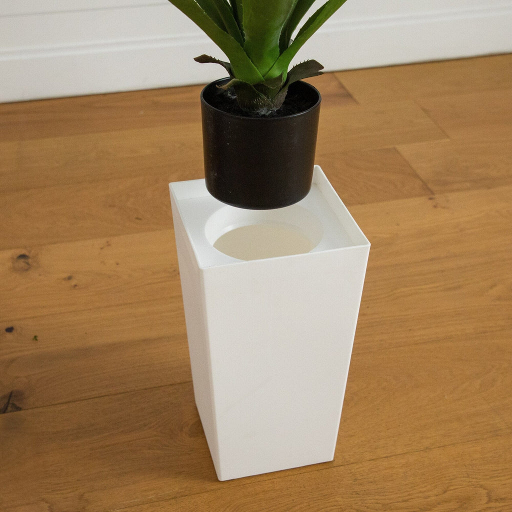 37" UV Resistant Artificial Agave Plant in White Tower Planter (Indoor/Outdoor)