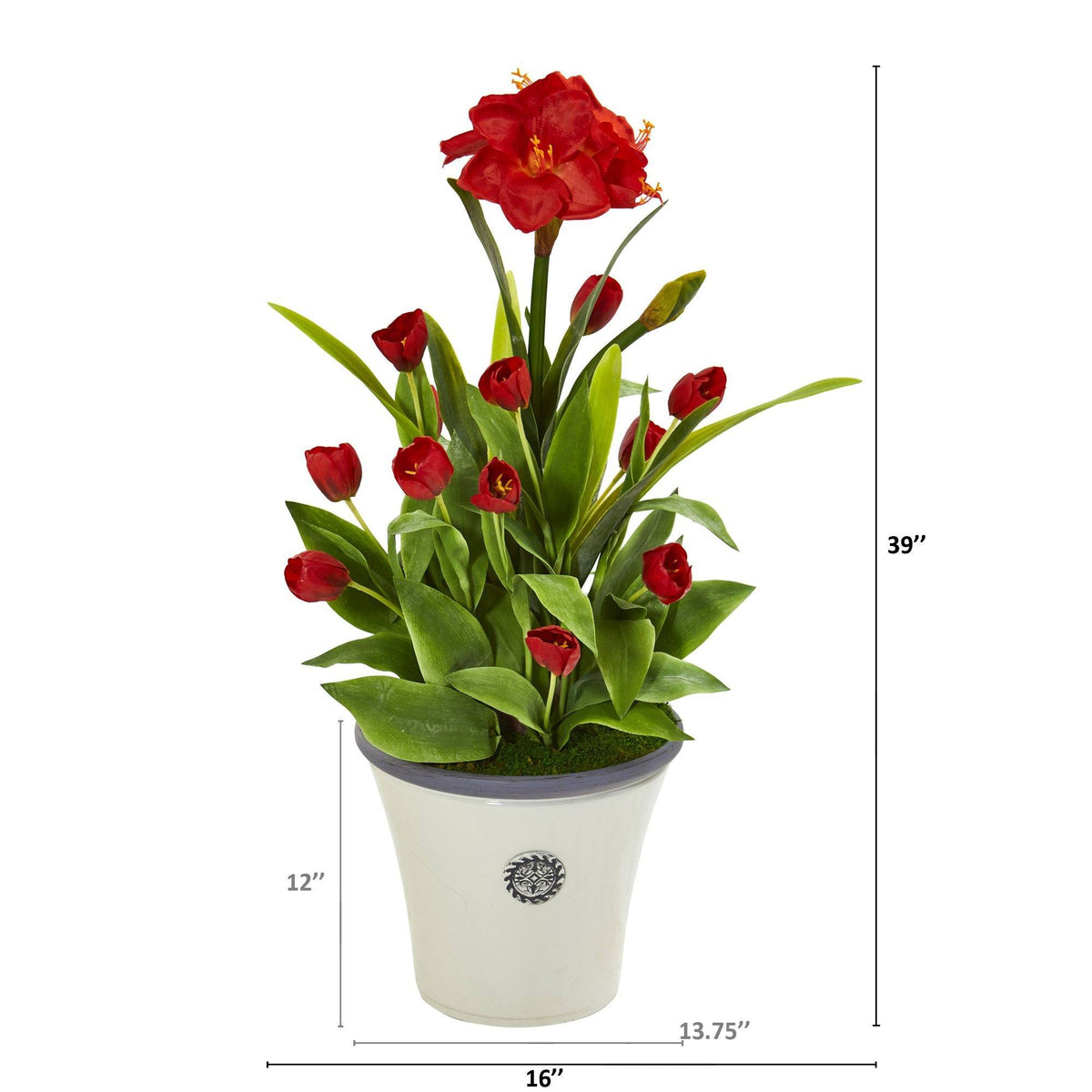 39” Amaryllis and Tulip Artificial Plant in Decorative Planter