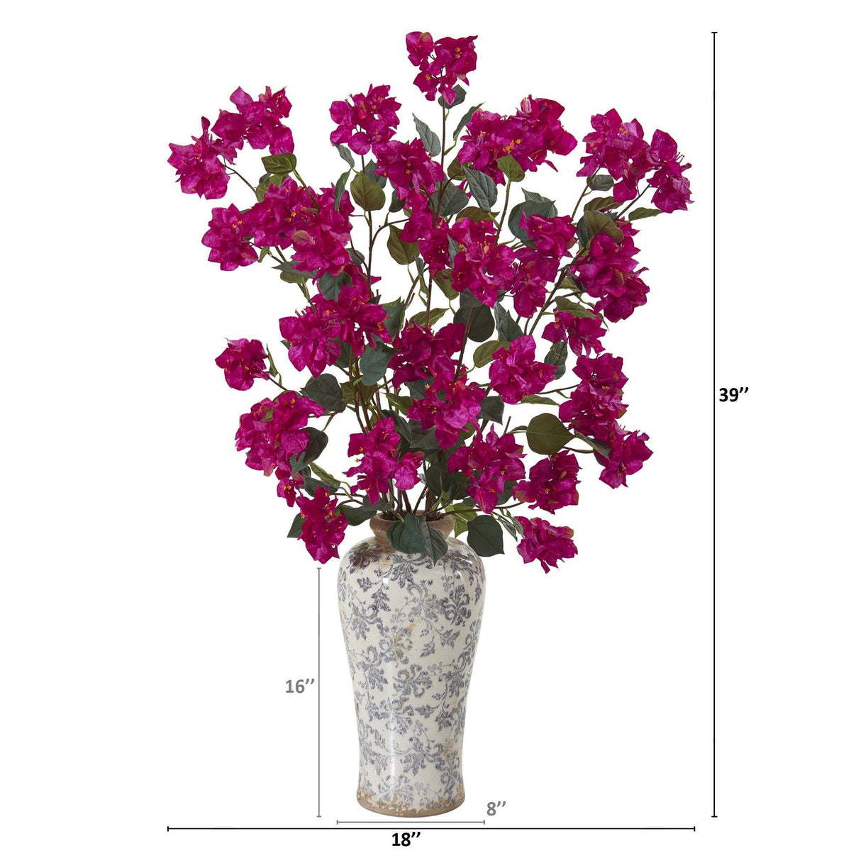 39” Bougainvillea Artificial Arrangement in Decorative Vase