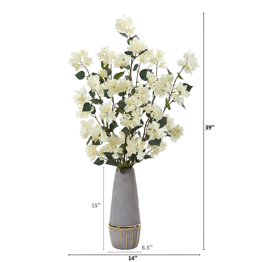 39” Bougainvillea Artificial Arrangement in Stoneware Vase
