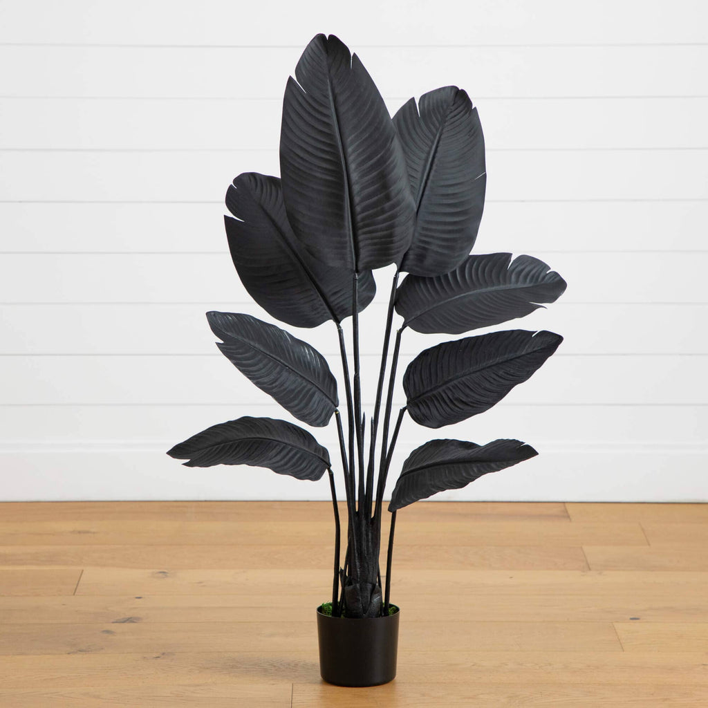 4' Artificial Halloween Black Traveler's Palm Tree