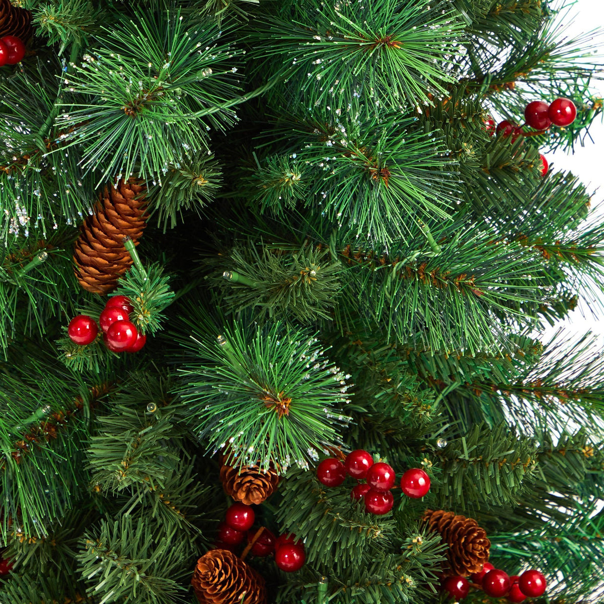 4’ Flat Back Montreal Mountain Artificial Christmas Tree with Pine Cones and Berries