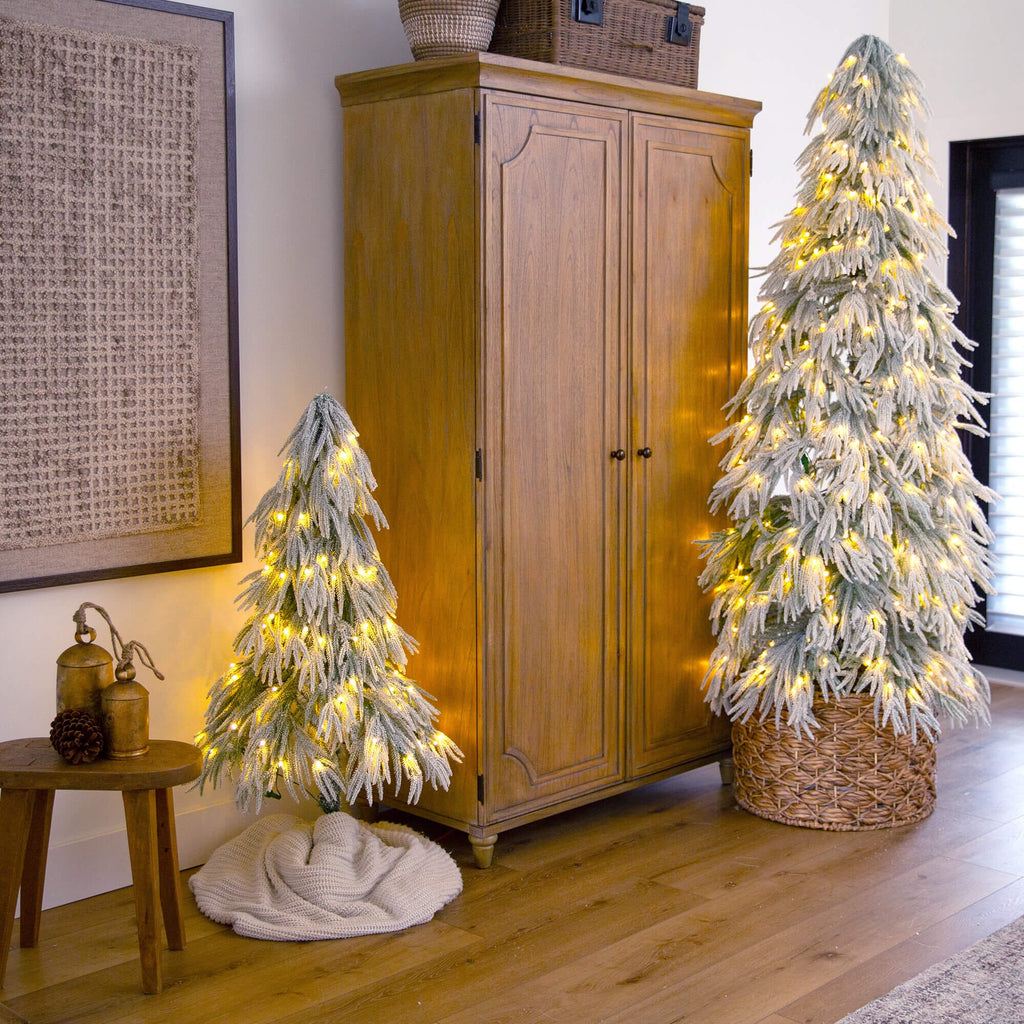 4' Artificial Pre-Lit Flocked Down Swept Christmas Tree with 110 Warm White LED Lights