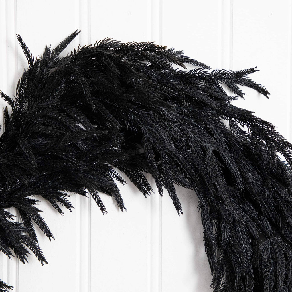 4' Artificial Real Touch Halloween Black Norfolk Island Pine Garland with Natural Look