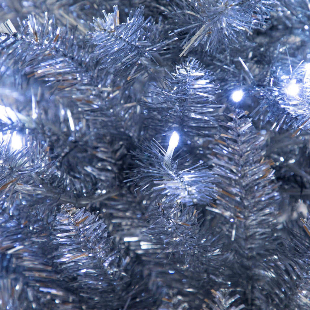 4' Artificial Silver Christmas Tree with 130 Cool White LED Lights