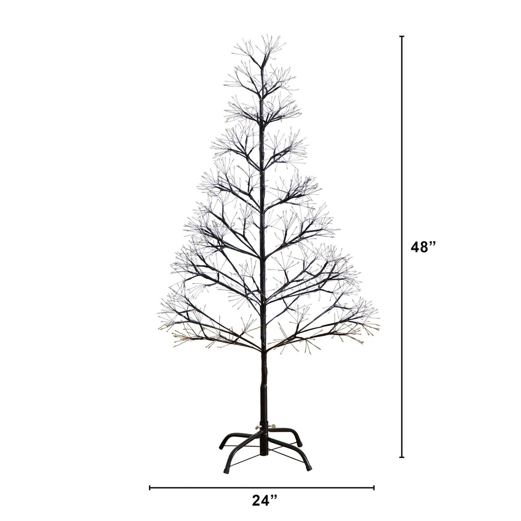 4' Pre-Lit Artificial Halloween Black Starburst Tree with 800 Fairy Warm White LED Lights