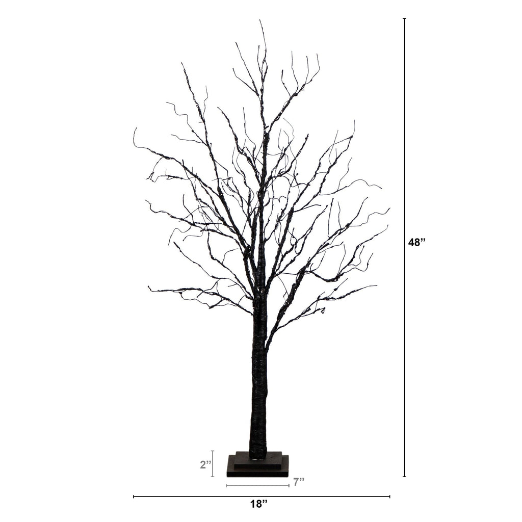 4' Pre-Lit Halloween Black Twig Artificial Tree with 180 Orange & Purple LED Lights