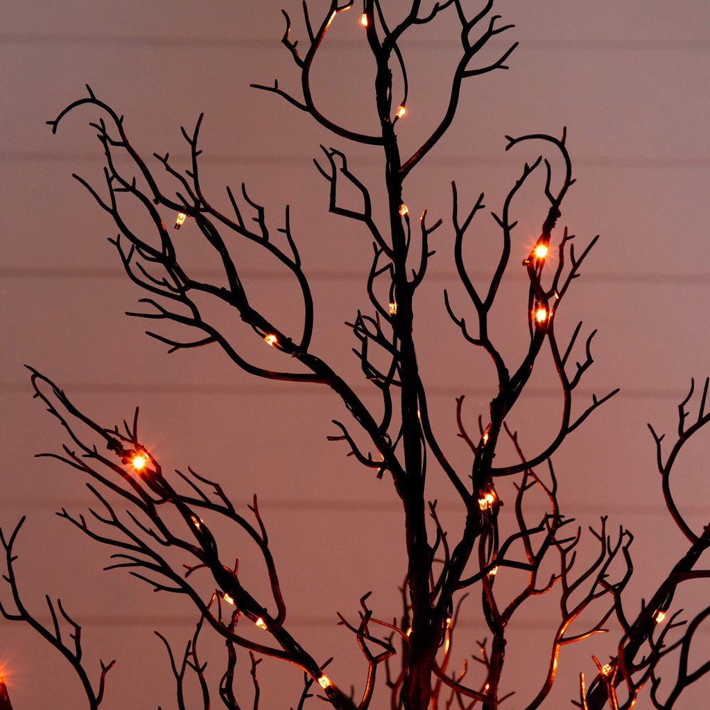 4' Pre-Lit Halloween Minimalist Twig Artificial Fall Tree with 160 Orange & Purple LED Lights