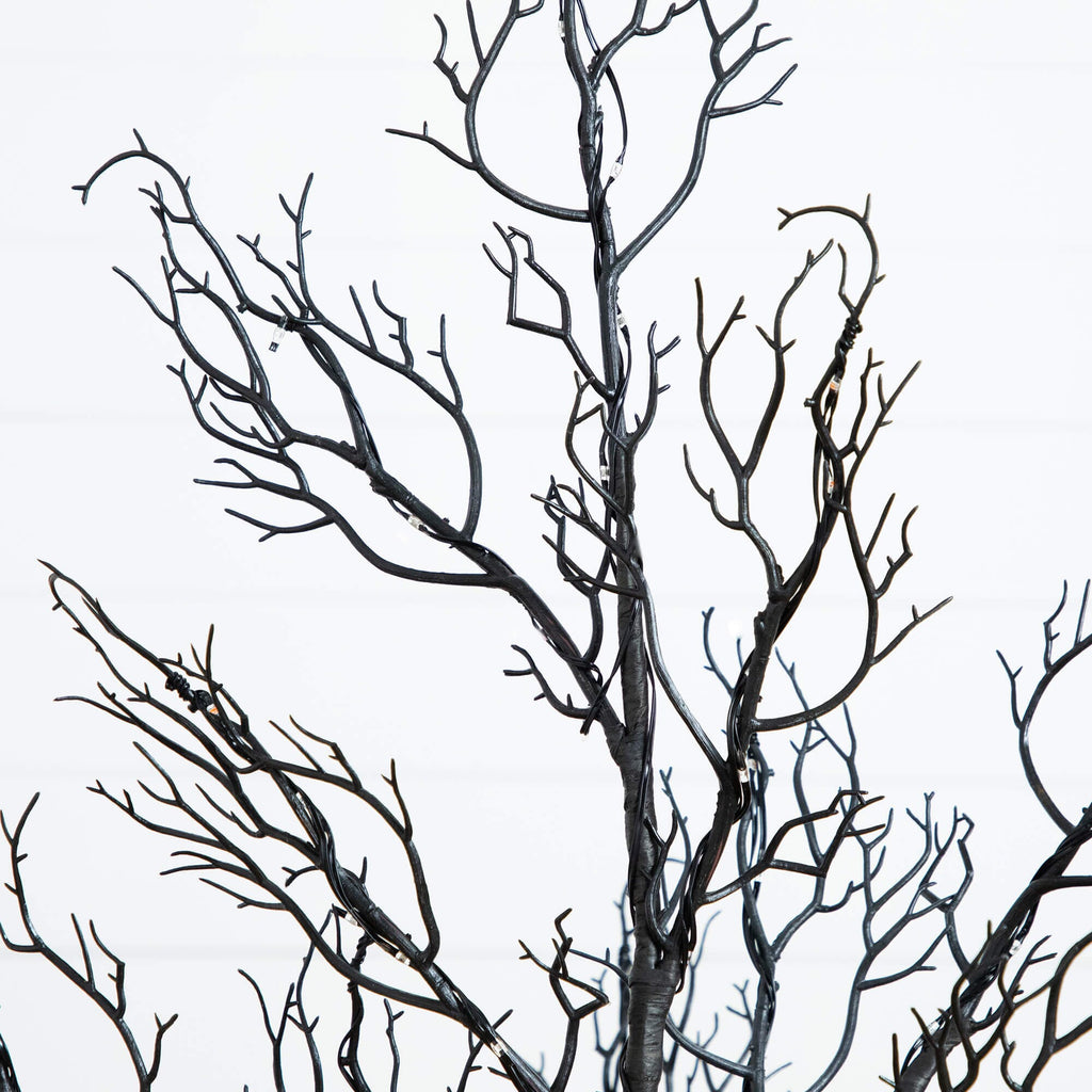 4' Pre-Lit Halloween Minimalist Twig Artificial Fall Tree with 160 Orange & Purple LED Lights