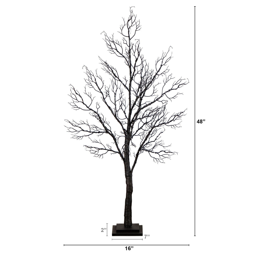 4' Pre-Lit Halloween Minimalist Twig Artificial Fall Tree with 160 Orange & Purple LED Lights