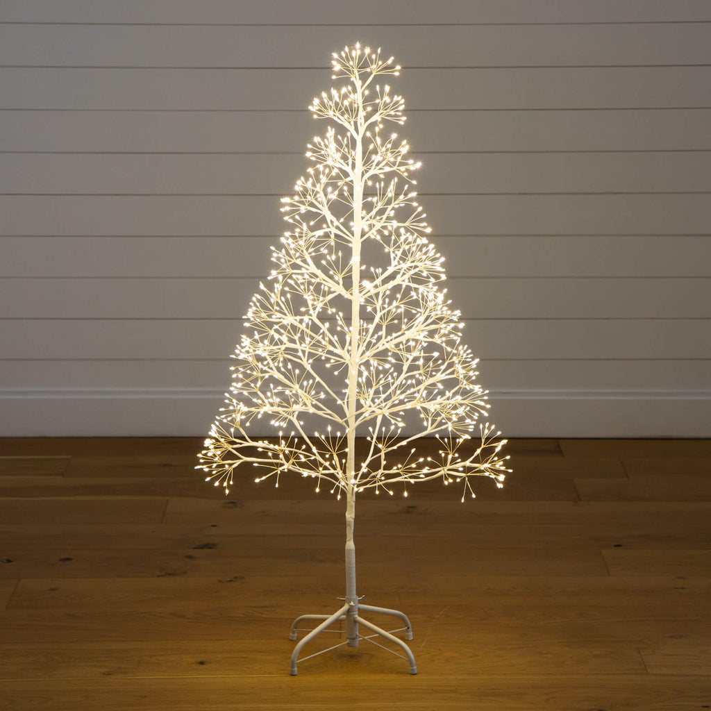 4' Pre-Lit Artificial White  Starburst Tree with 800 Fairy Warm White LED Lights