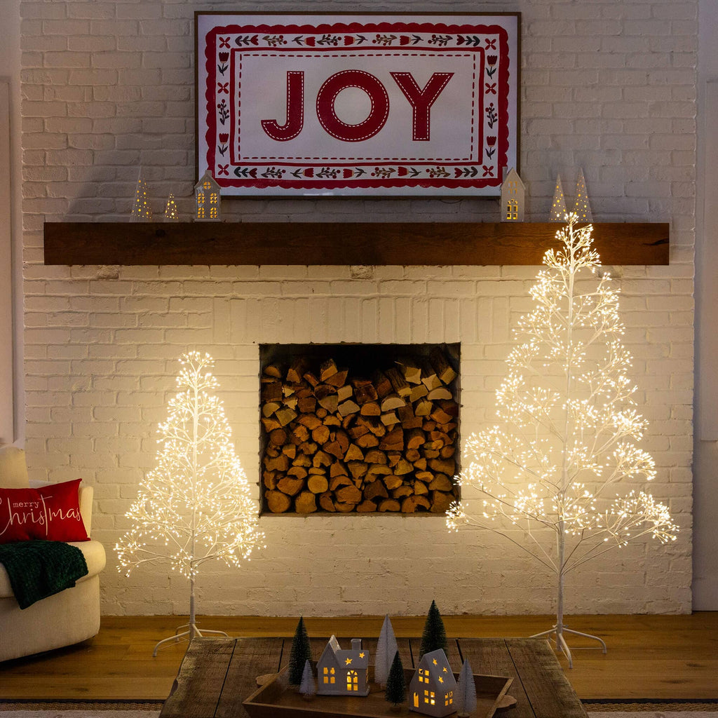 4' Pre-Lit Artificial White  Starburst Tree with 800 Fairy Warm White LED Lights