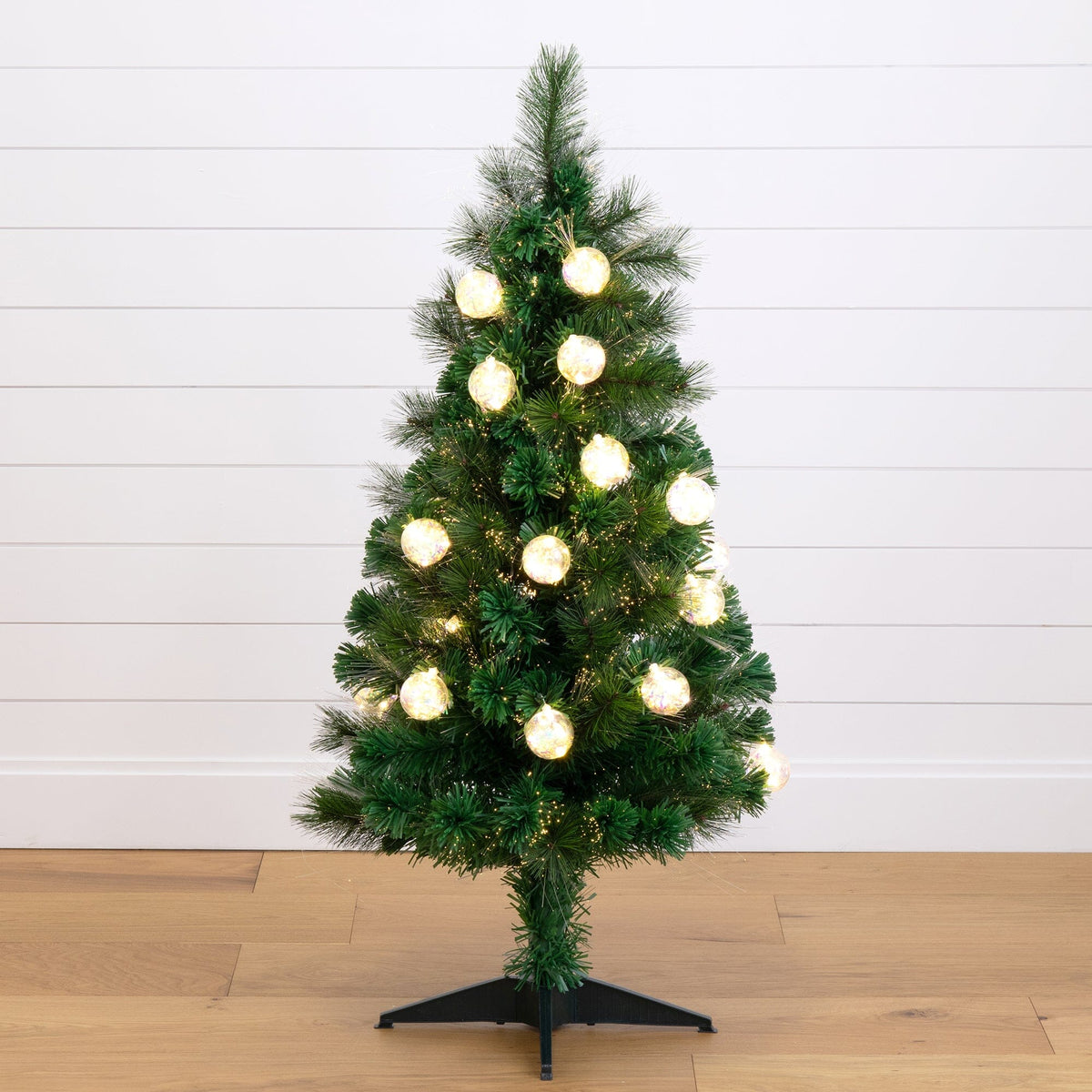 4' Pre-Lit Fiber Optic Artificial Christmas Tree with Mixed Tips and 37 LED Warm White Lights