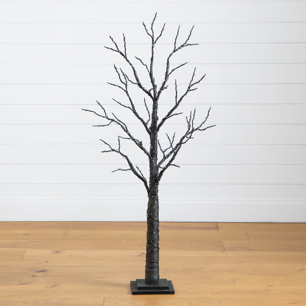 4’ Pre-Lit Artificial Halloween Twig Tree with 240 Orange & Purple LED Lights
