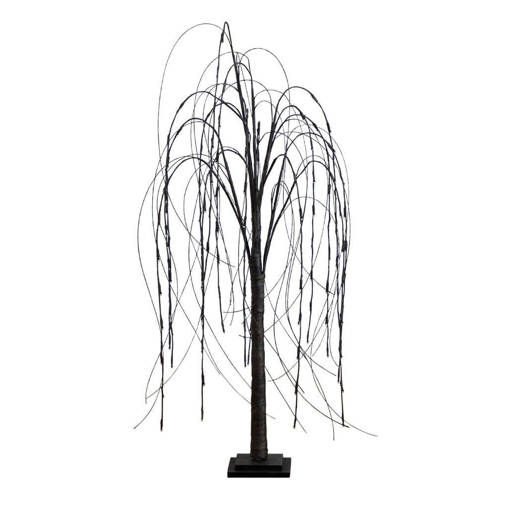 4’ Pre-Lit Halloween Black Willow Artificial Fall Tree with 120 Orange & Purple LED Lights