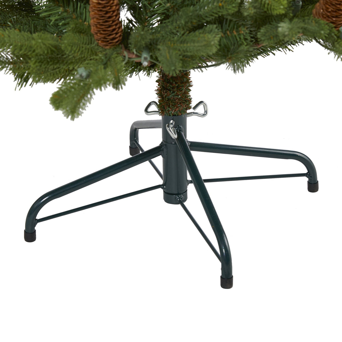 4’ Yukon Mountain Fir Artificial Christmas Tree with 100 Clear Lights, Pine Cones and 386 Bendable Branches