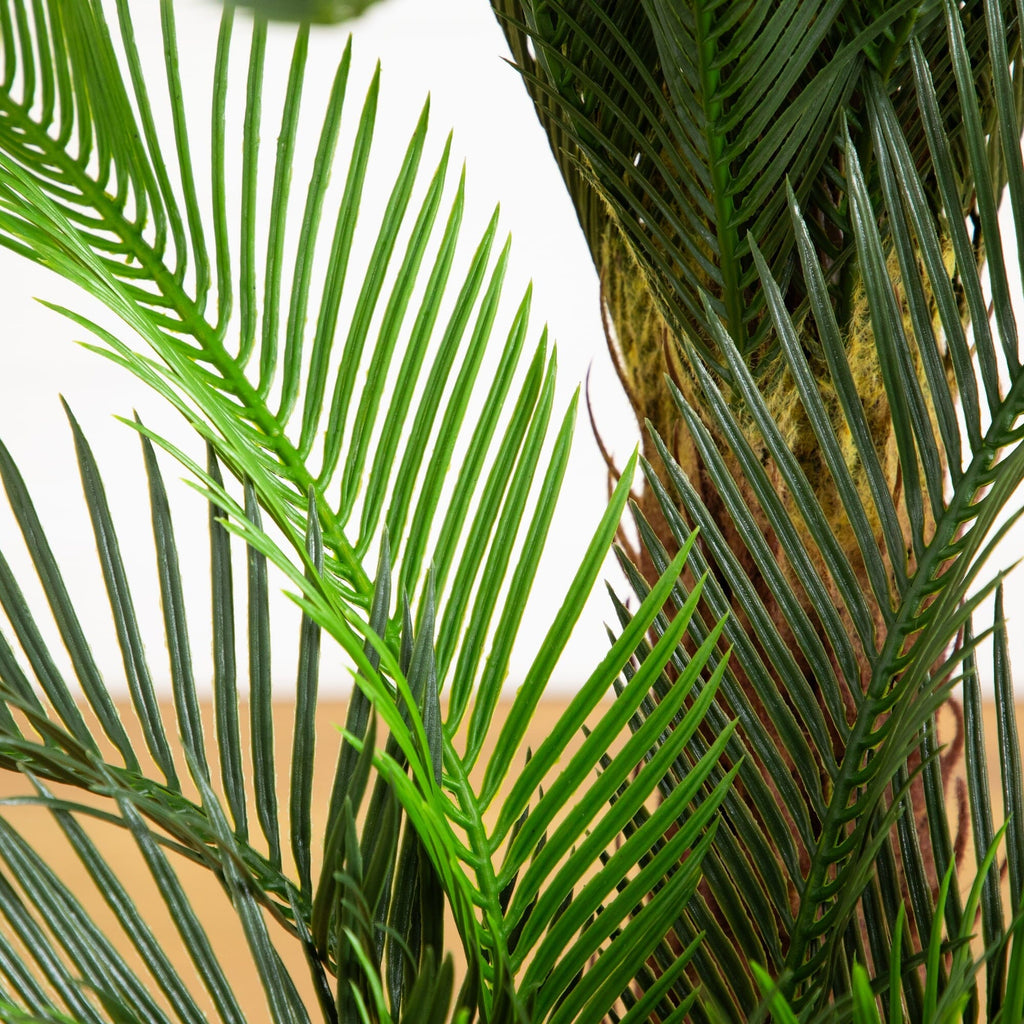 40" UV Resistant Artificial Double Cycas Palm Tree in White Decorative Planter (Indoor/Outdoor)