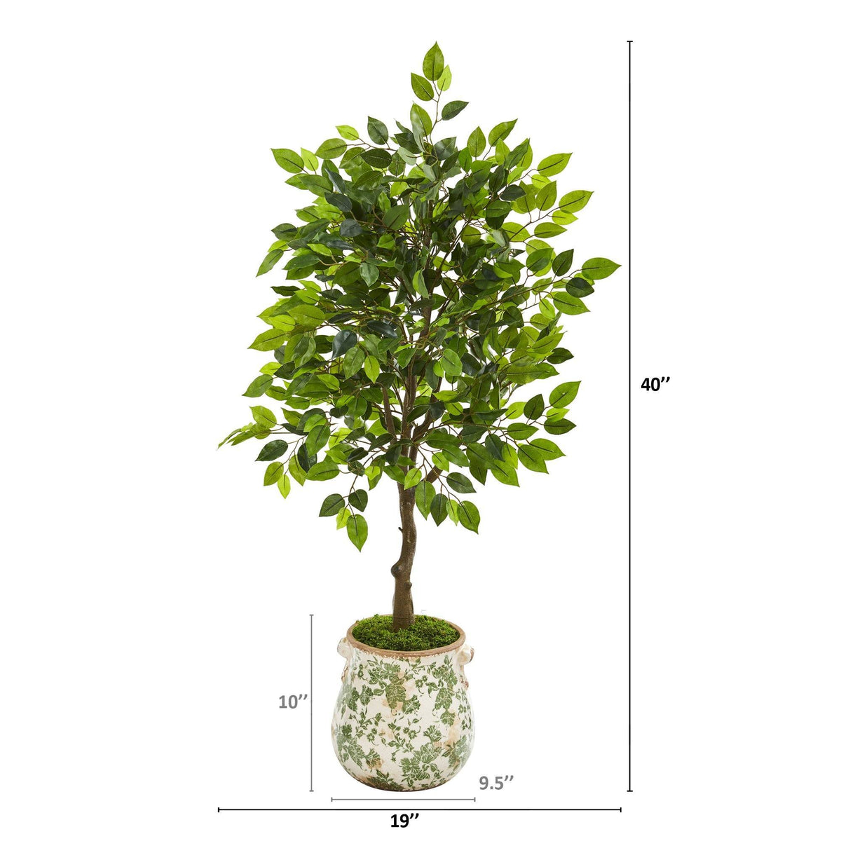 40” Mini Ficus Artificial Tree in Floral Planter