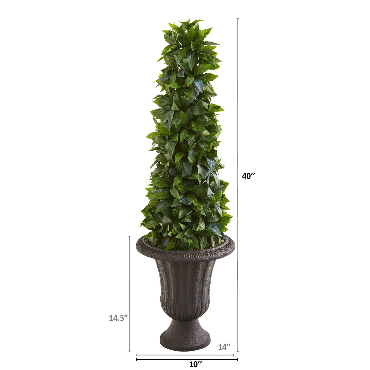 40” Sweet Bay Cone Topiary Artificial Tree in Decorative Brown Urn