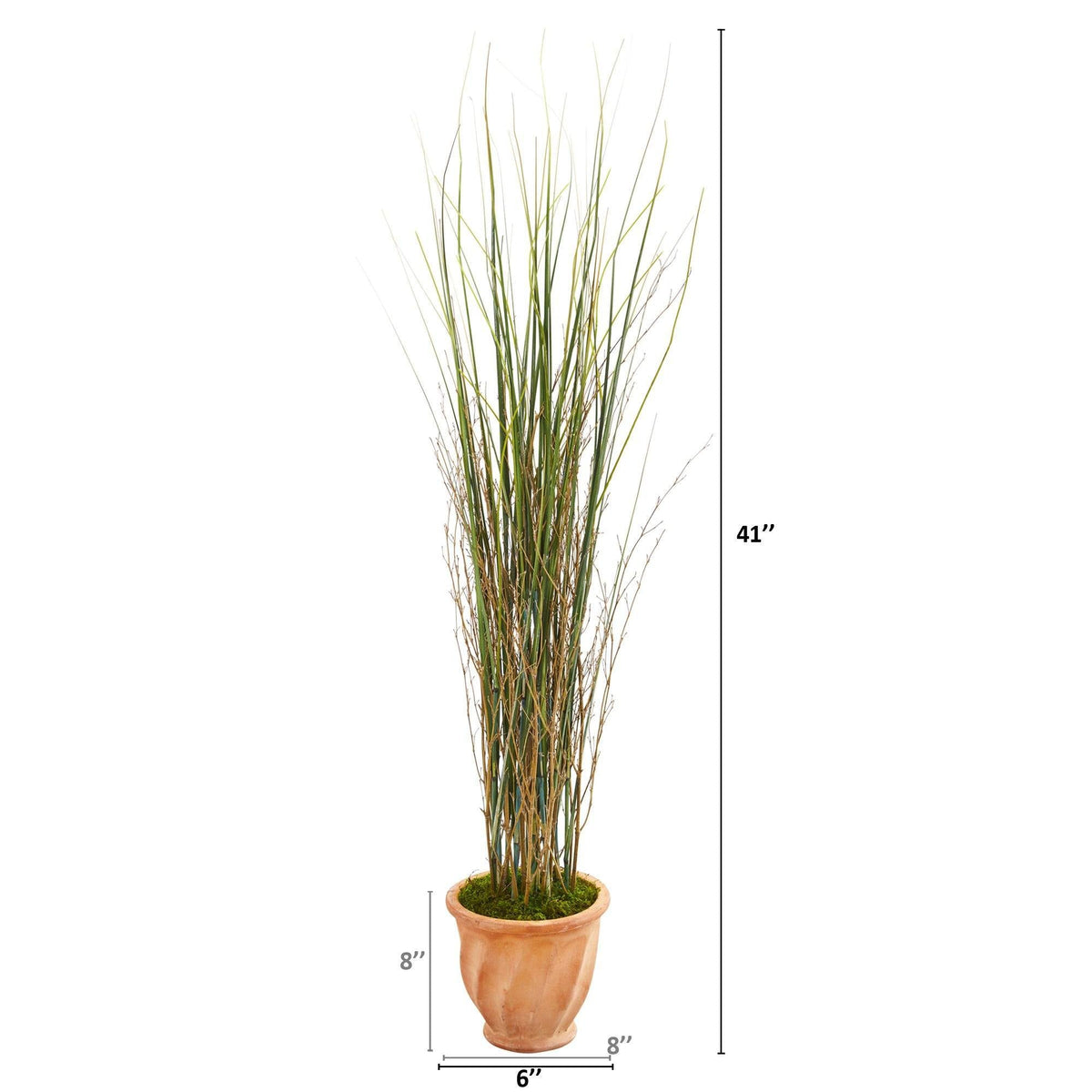41” Grass and Bamboo Artificial Plant in Terra-cotta  Planter