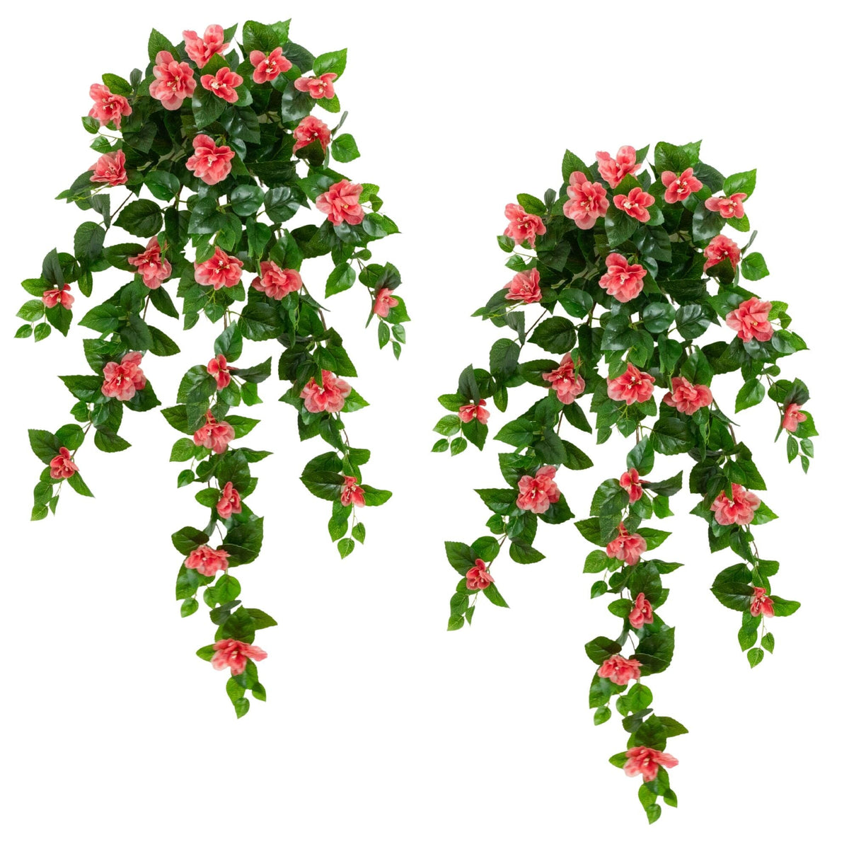 41" UV Resistant Artificial Azalea Hanging Plant (Indoor/Outdoor) - Set of 2