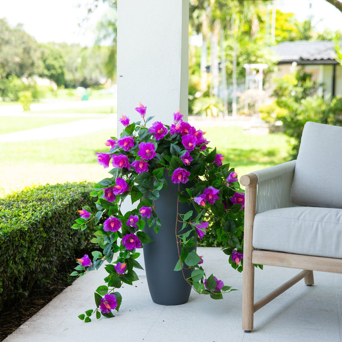 41" UV Resistant Artificial Hibiscus Hanging Plant (Indoor/Outdoor) - Set of 2