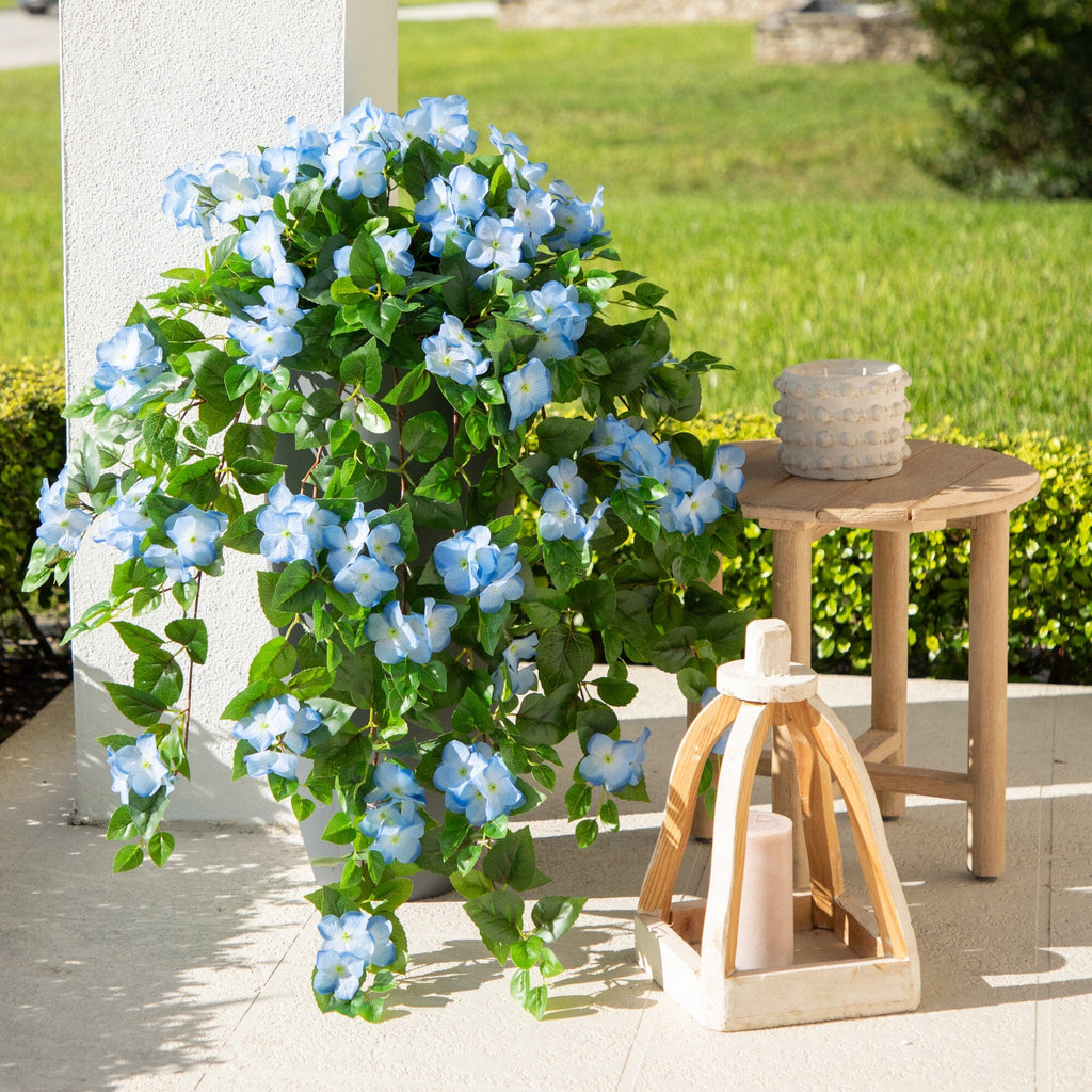 41" UV Resistant Artificial Hydrangea Hanging Plant (Indoor/Outdoor) - Set of 2