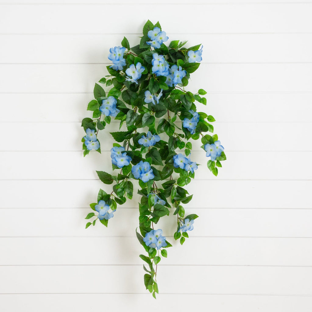41" UV Resistant Artificial Hydrangea Hanging Plant (Indoor/Outdoor) - Set of 2