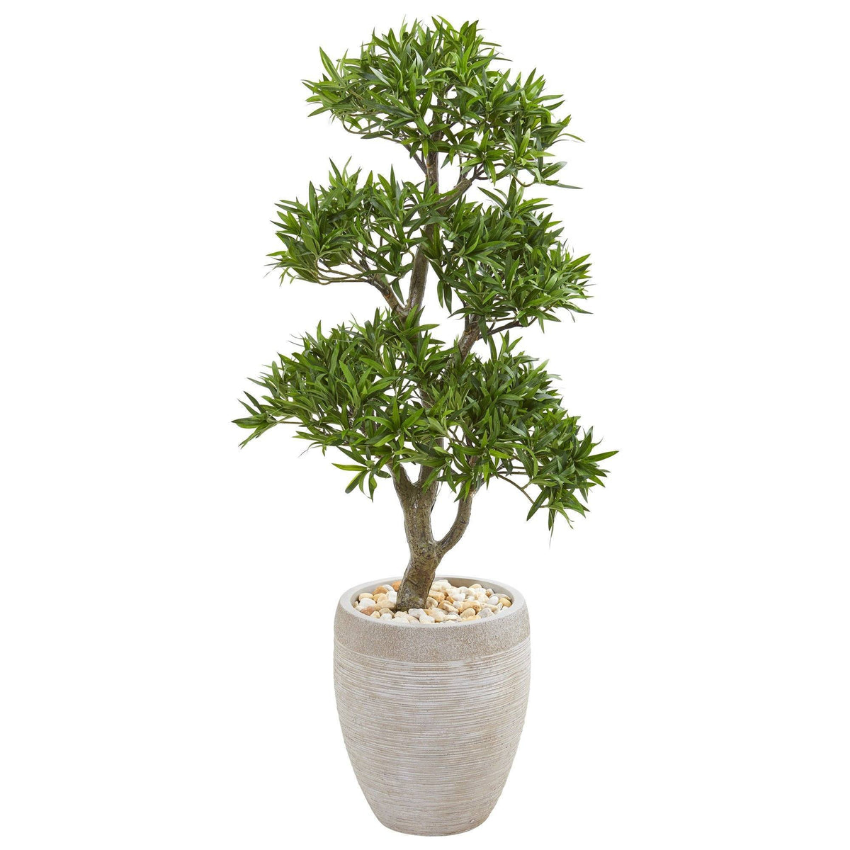 43” Bonsai Styled Podocarpus Artificial Tree in Sandstone Planter