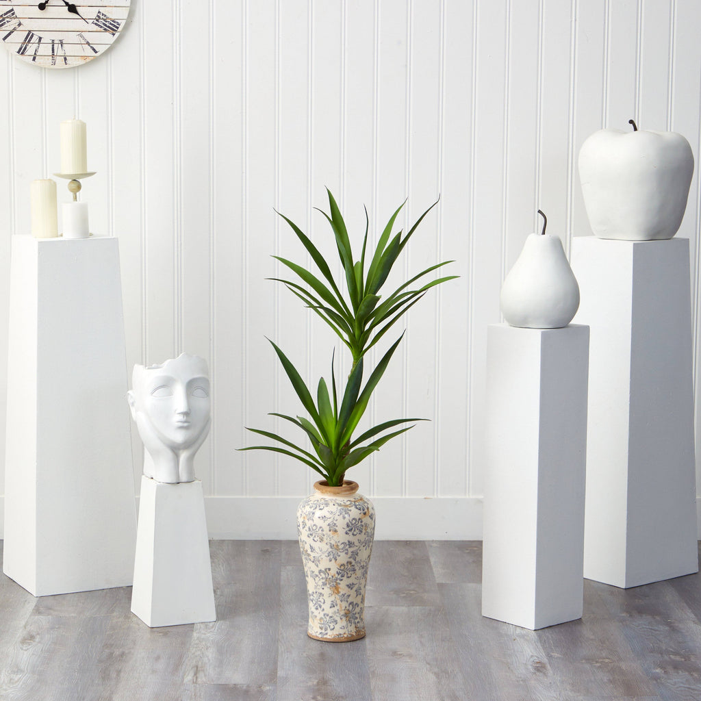44” Double Yucca Artificial Plant in Designer Planter