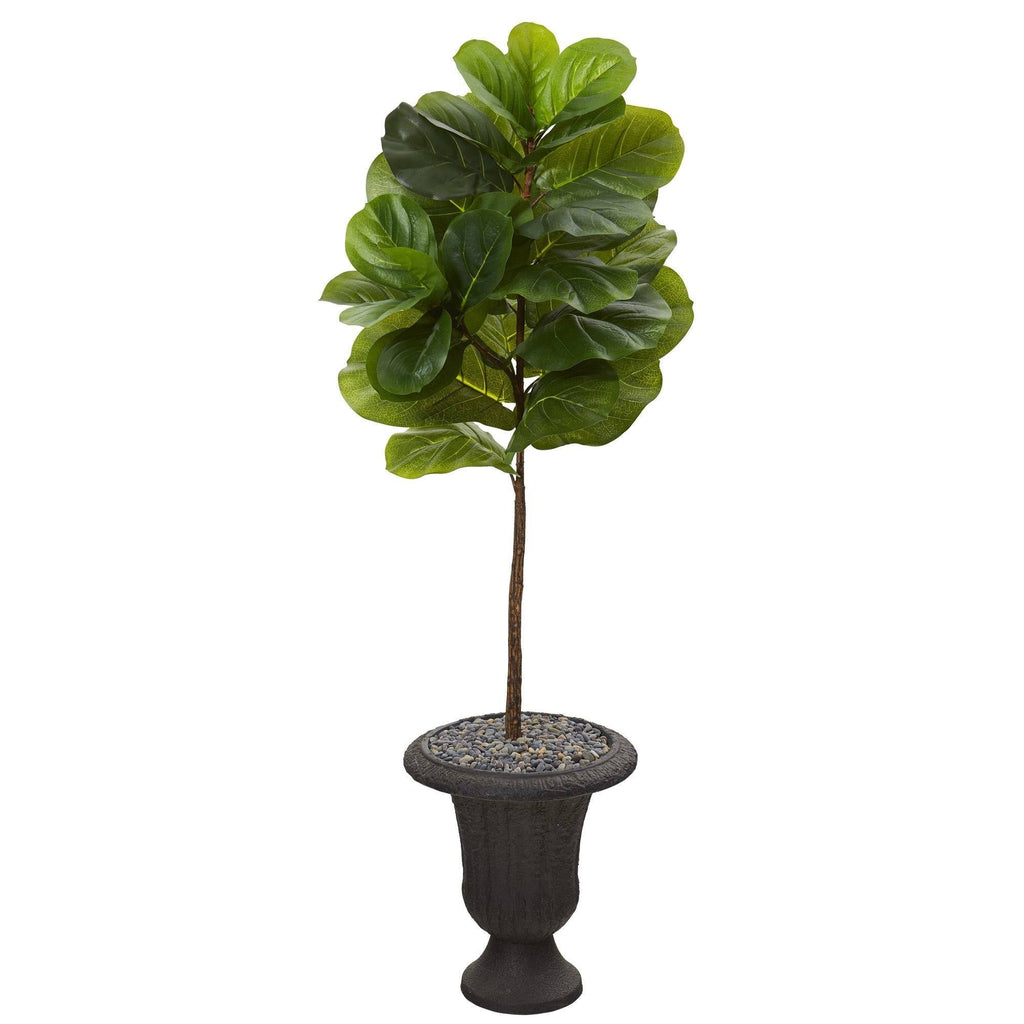 4.5’ Fiddle Leaf Artificial Tree in Charcoal Urn (Real Touch)