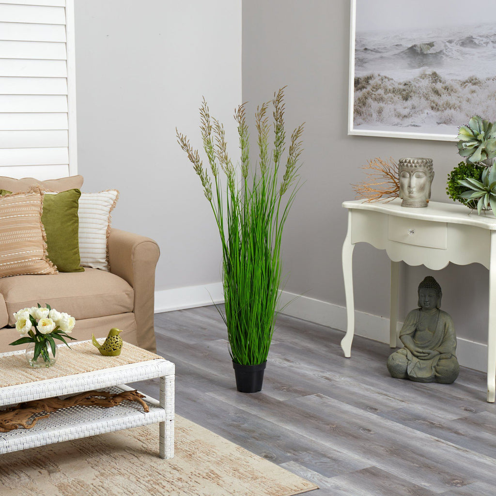 4.5’ Plum Grass Artificial Plant with Warm Plumes