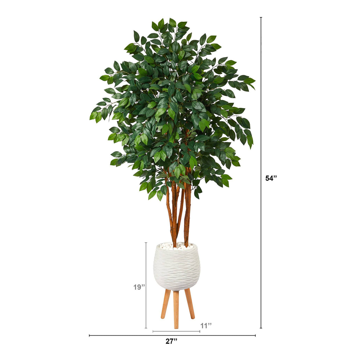 4.5’ Sakaki Artificial Tree in White Planter with Stand