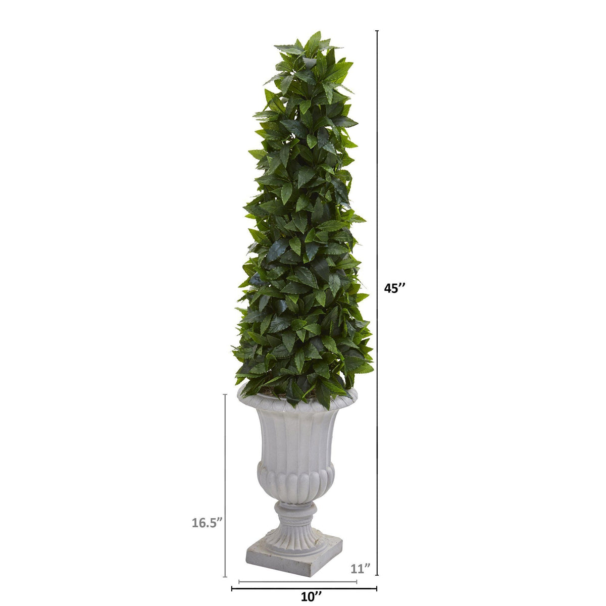 45” Sweet Bay Cone Topiary Artificial Tree in Decorative Gray Urn