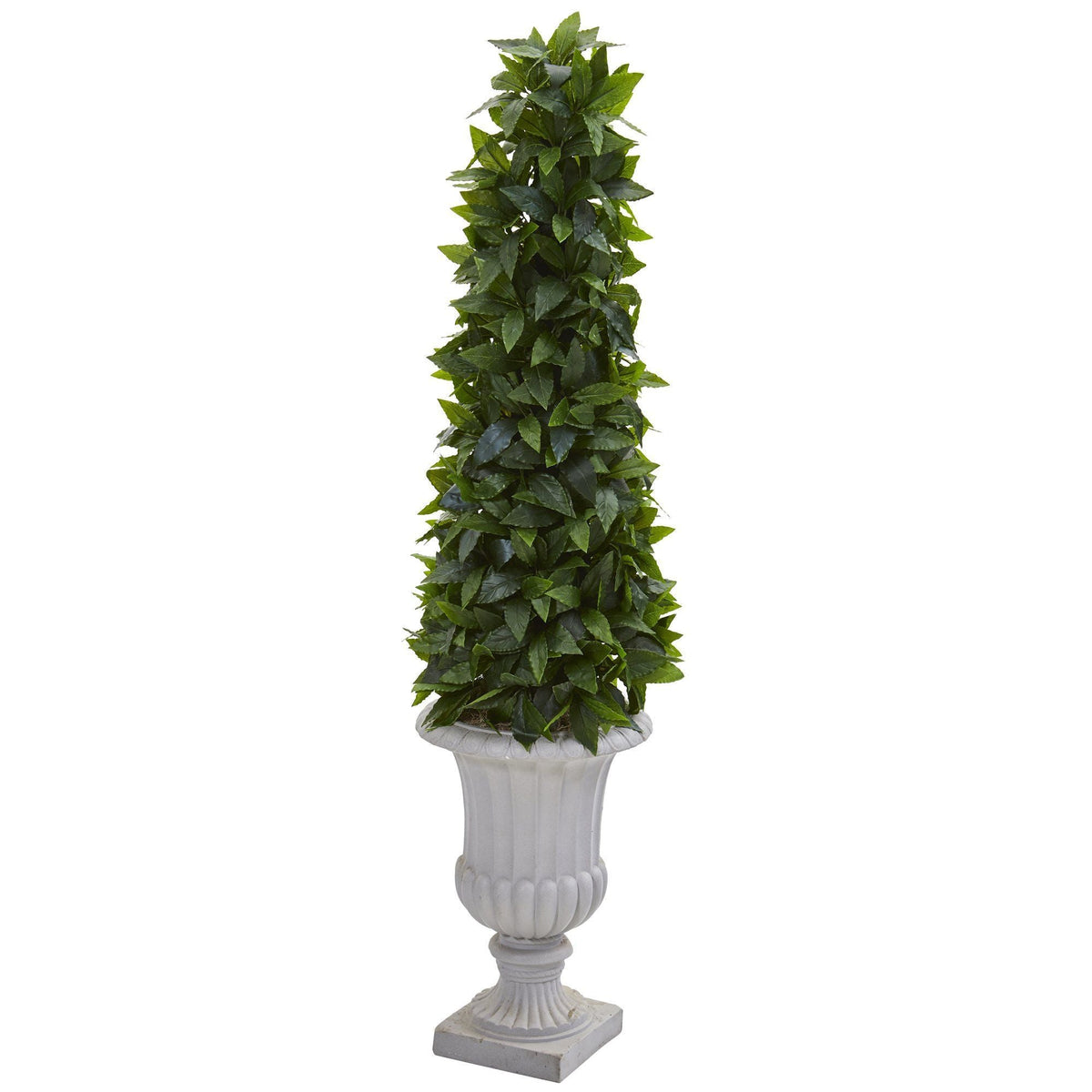 45” Sweet Bay Cone Topiary Artificial Tree in Decorative Gray Urn