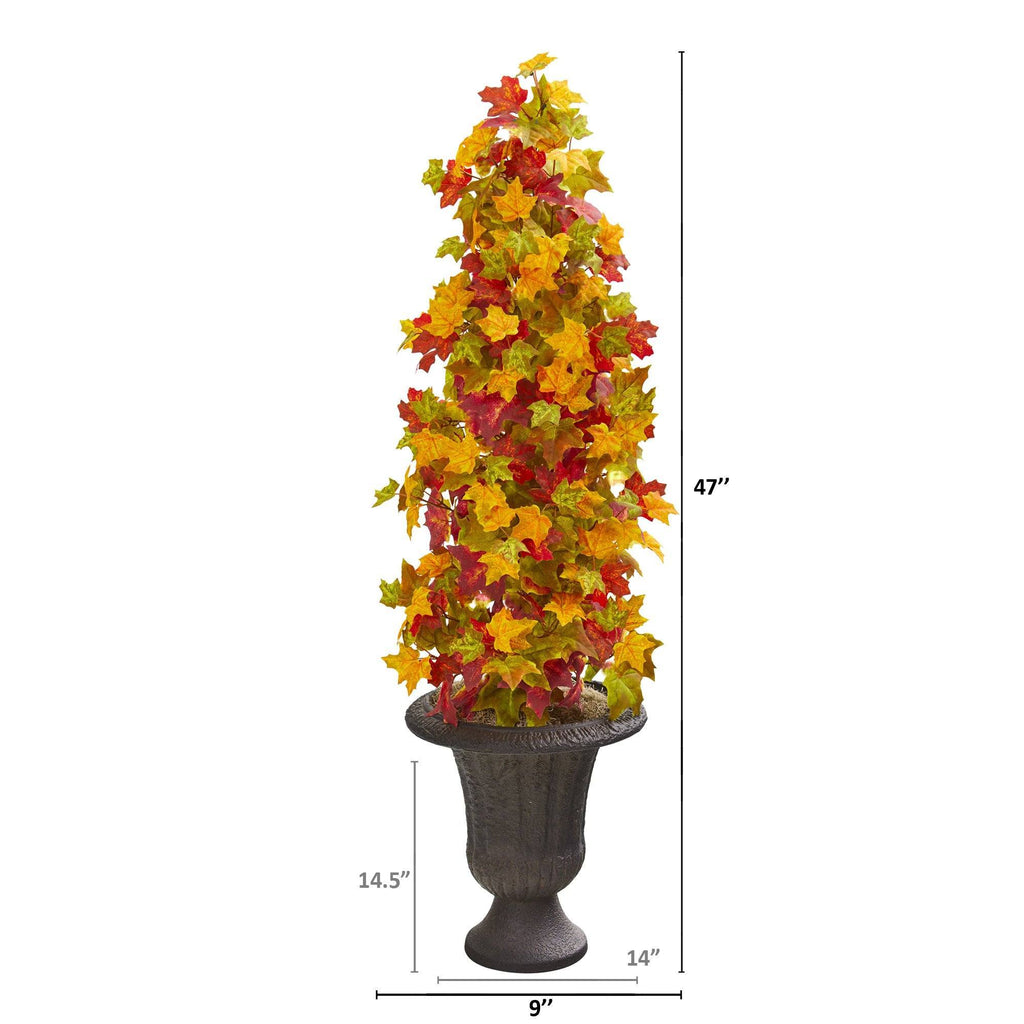 47” Autumn Maple Artificial Tree in Decorative Brown Urn