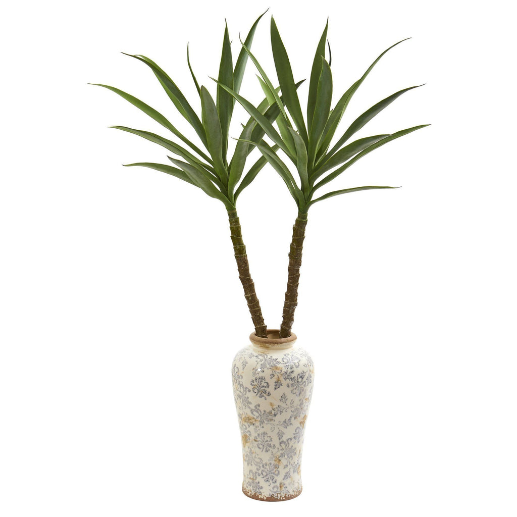 47” Double Yucca Artificial Plant in Designer Planter