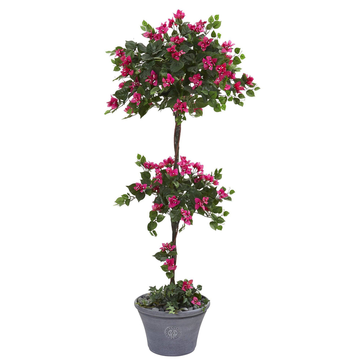 5’ Bougainvillea Artificial Topiary Tree in Gray Planter
