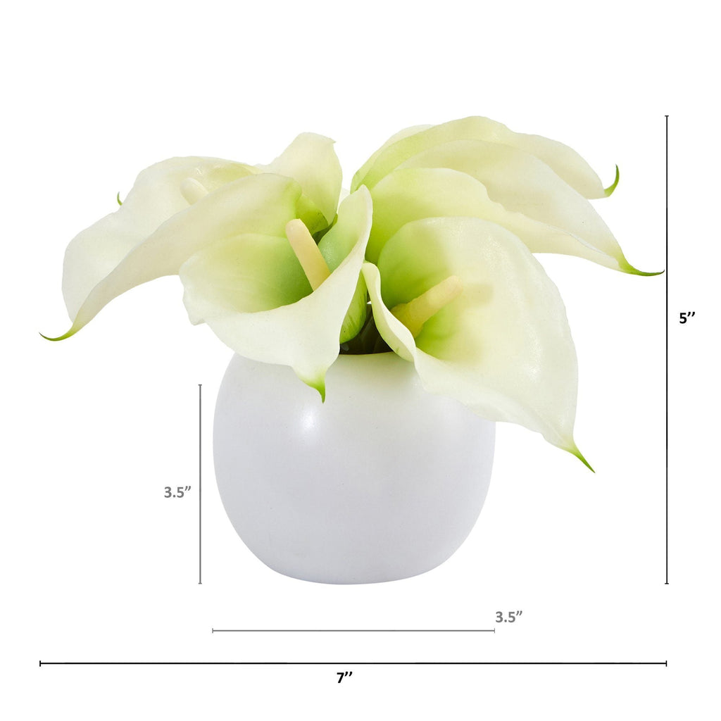 5” Calla Lily Artificial Arrangement in Vase (Set of 2)