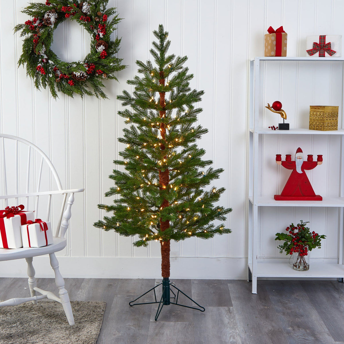 5' Fairbanks Fir Artificial Christmas Tree with 150 Clear Warm (Multifunction) LED Lights and 118 Bendable Branches