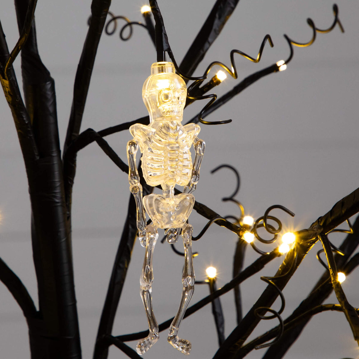 5' Pre-Lit Artificial Halloween Pumpkins and Skulls Ornament Tree with 72 Warm White LED Lights