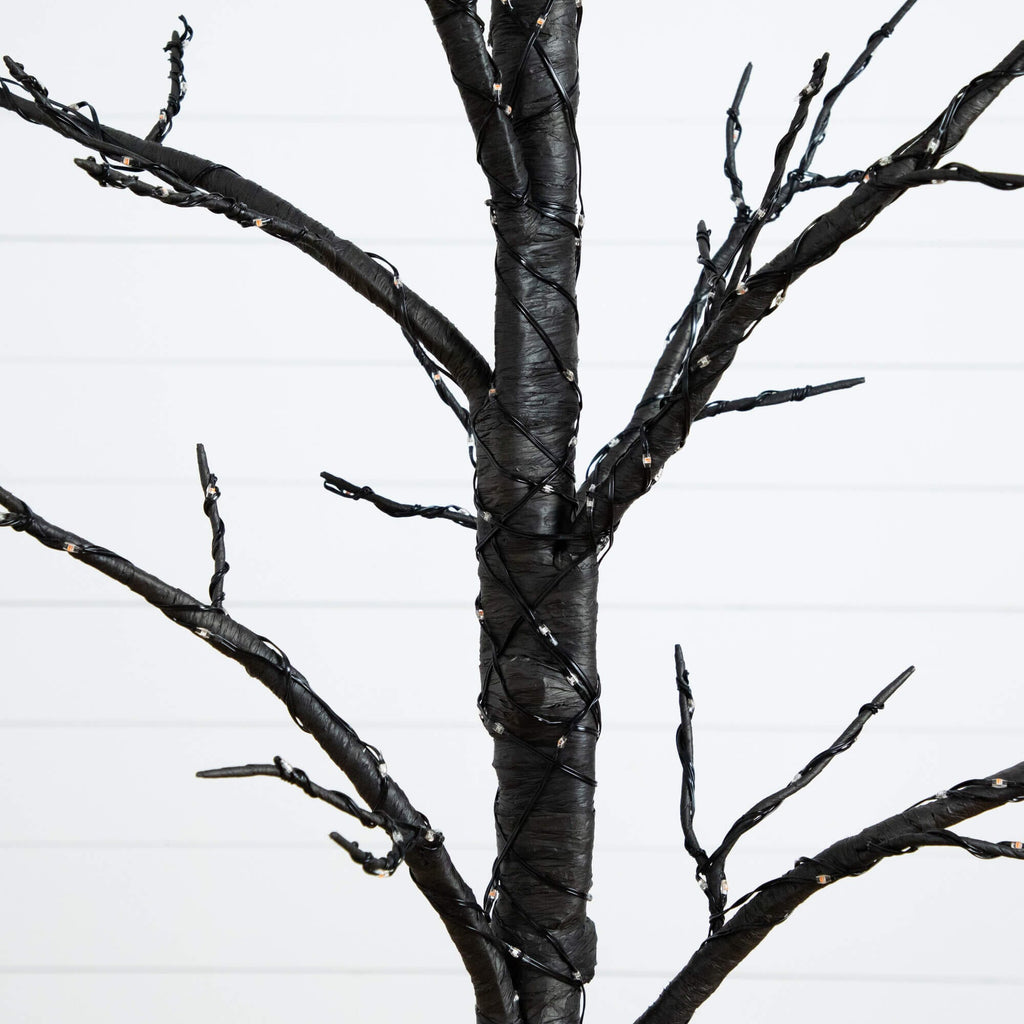 5' Pre-Lit Artificial Halloween Twig Tree with 360 Orange & Purple LED Lights